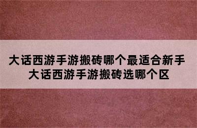 大话西游手游搬砖哪个最适合新手 大话西游手游搬砖选哪个区